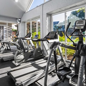 a gym with exercise equipment