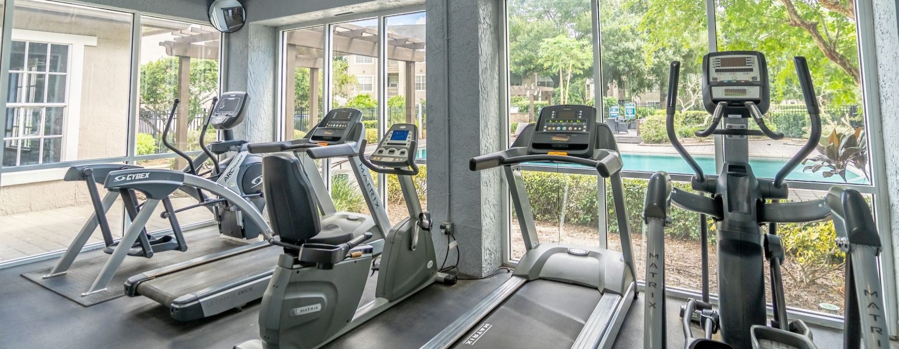 a gym with exercise equipment