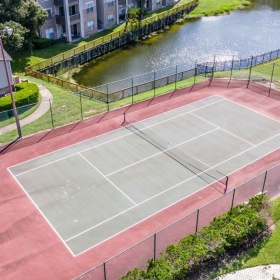 an aerial view of a tennis court
