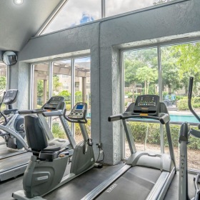 a gym with exercise equipment